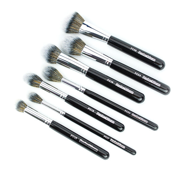 Peaches & Cream Essential Face Black 7 Piece Brush Set Glam Raider